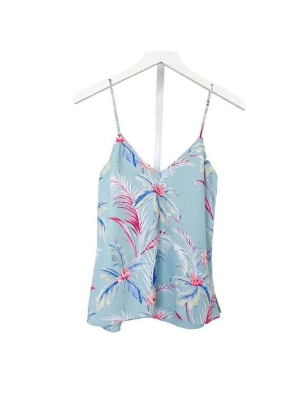 Amanda Uprichard Palm Floral Cami Light Blue Tropical